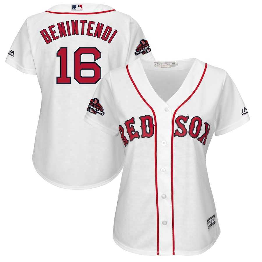 Women Red Sox 16 Andrew Benintendi White 2018 World Series Champions Team Logo Player Jersey Dzhi,We sell and wholesale Women Red Sox 16 Andrew Benintendi White 2018 World Series Champions Team Logo Player Jersey Dzhi on line form chian!